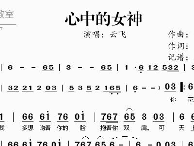 <em>心中的女神云飞</em>歌谱简谱