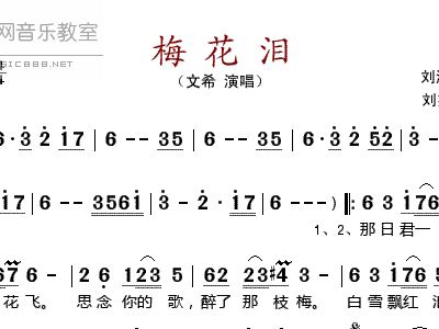 梅花沮简谱_梅花泪