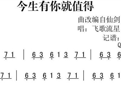 今生有你就值得飞歌流星歌谱简谱