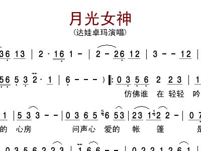 <em>月光女神</em>达娃卓玛<em>歌谱简谱</em>