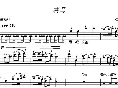 电子琴赛马片段单簧管谱,电子琴谱,口琴谱,小号