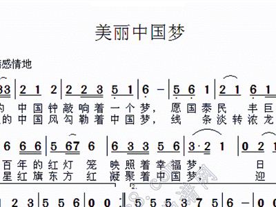 美丽中国梦歌谱,陈思思中国梦歌谱