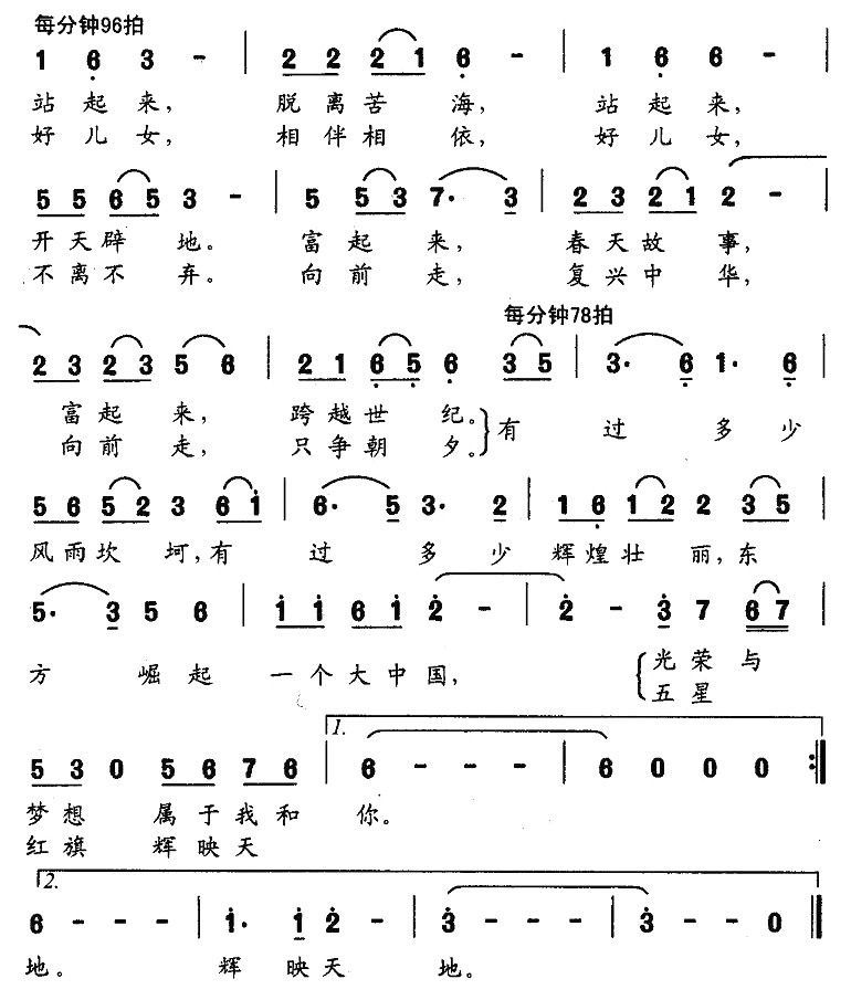 杨洪基简谱_共和国之恋杨洪基简谱