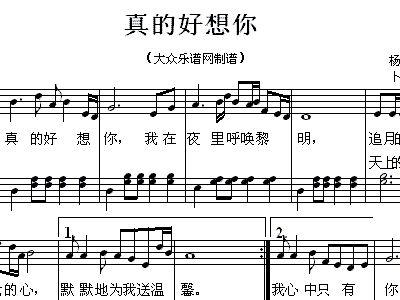真的好想你 弹唱谱 钢琴谱图片