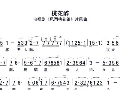 桃花醉的曲谱_人面桃花曲谱
