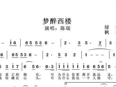 梦醉西楼 陈瑞 歌谱 简谱