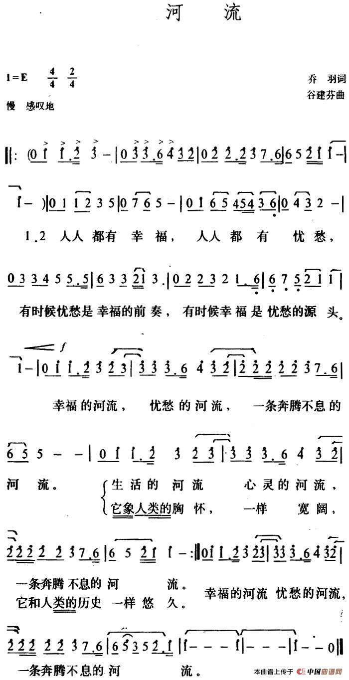 河流的吉他曲谱_吉他入门曲谱