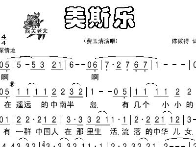 美斯乐 费玉清 歌谱 简谱