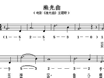 渔光曲 歌谱 简谱,五线谱