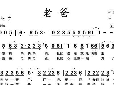 老爸歌曲简谱_老爸简谱 力之词曲 民歌曲谱 中国曲谱网(3)