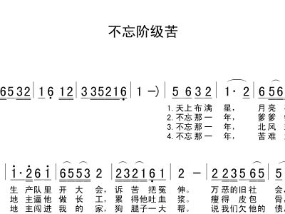 不忘阶级苦简谱_不忘阶级苦二胡简谱