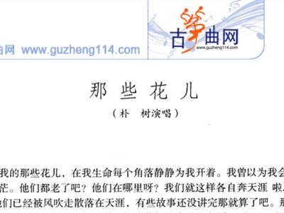 那些花儿简谱歌谱_那些花儿简谱