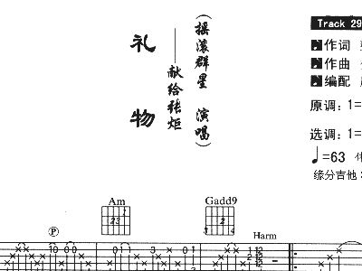 礼物 纪念张炬 摇滚 歌谱,吉他谱 和弦谱,简谱