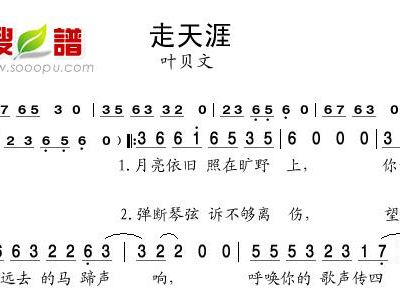 走天涯简谱歌谱_走天涯简谱(2)