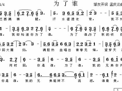 为了谁的简谱_为了谁二胡简谱(2)