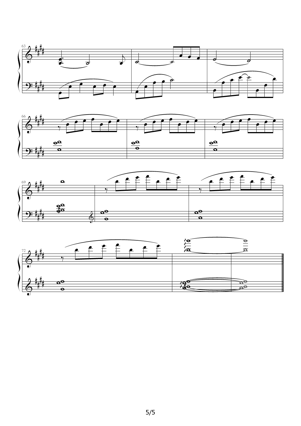 main theme of pluto 降d调 钢琴谱 五线谱