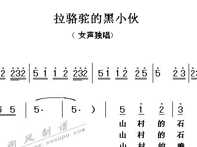 黑小伙简谱_我跟阿爹拉骆驼简谱(3)
