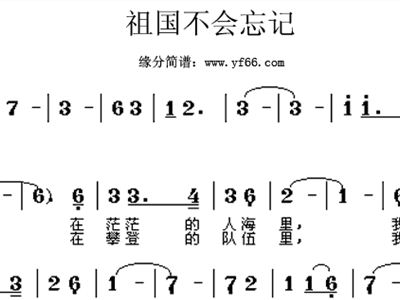 祖国不会忘记简谱歌谱_祖国不会忘记歌谱(3)