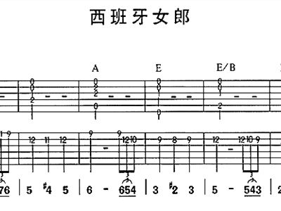 西班牙女郎简谱_西班牙女郎简谱歌谱