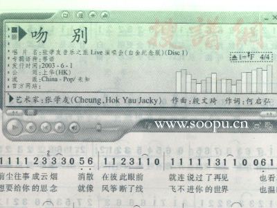 吻别简谱歌谱数字_吻别简谱歌谱