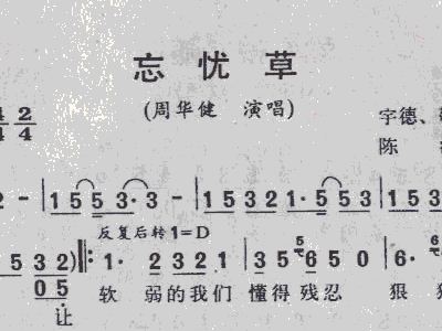 忘忧草简谱_周华健忘忧草简谱(2)