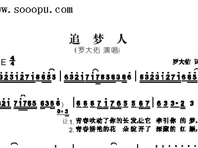 追梦人 罗大佑 歌谱 简谱