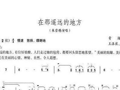 在那遥远的地方 胡琴谱 简谱