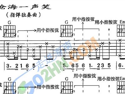 天刀端游曲谱沧海一声笑_沧海一声笑古筝曲谱