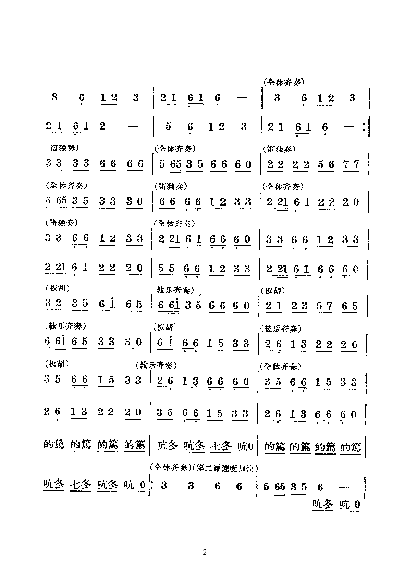 蒙古舞曲 国乐合奏曲 乐队类 民乐合奏 歌谱 简谱