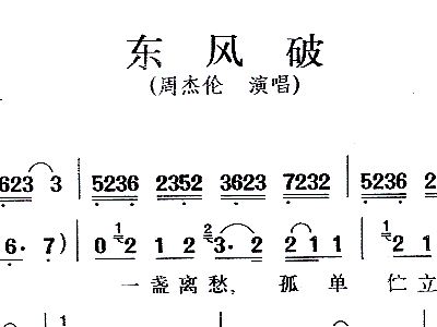 东风破+周杰伦+歌谱+简谱