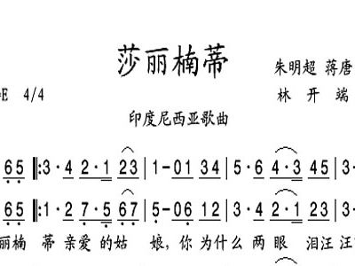 莎丽楠蒂 印度尼西亚歌曲 梦之旅 歌谱 简谱