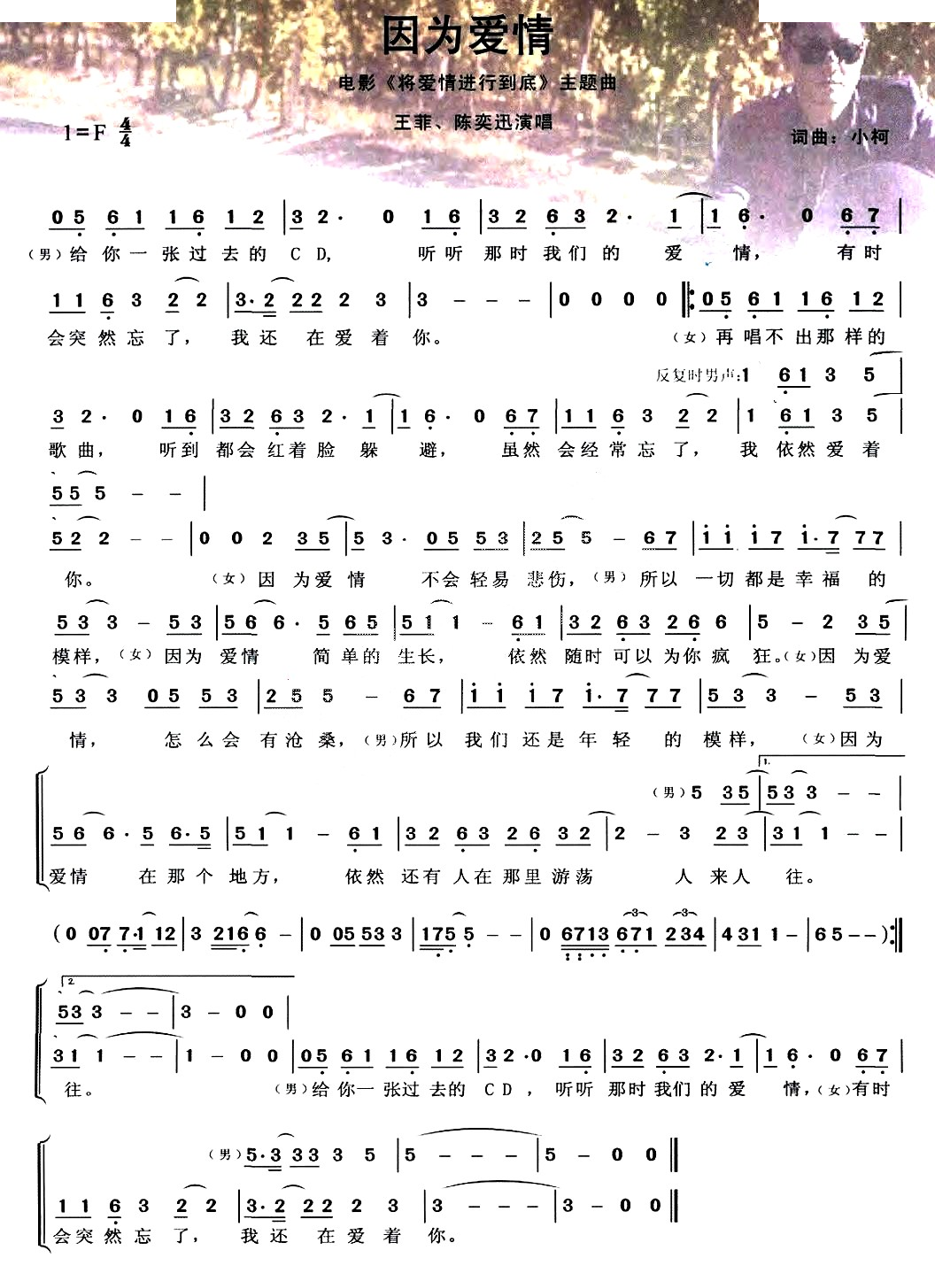 因为爱情电影将爱情进行到底主题曲
