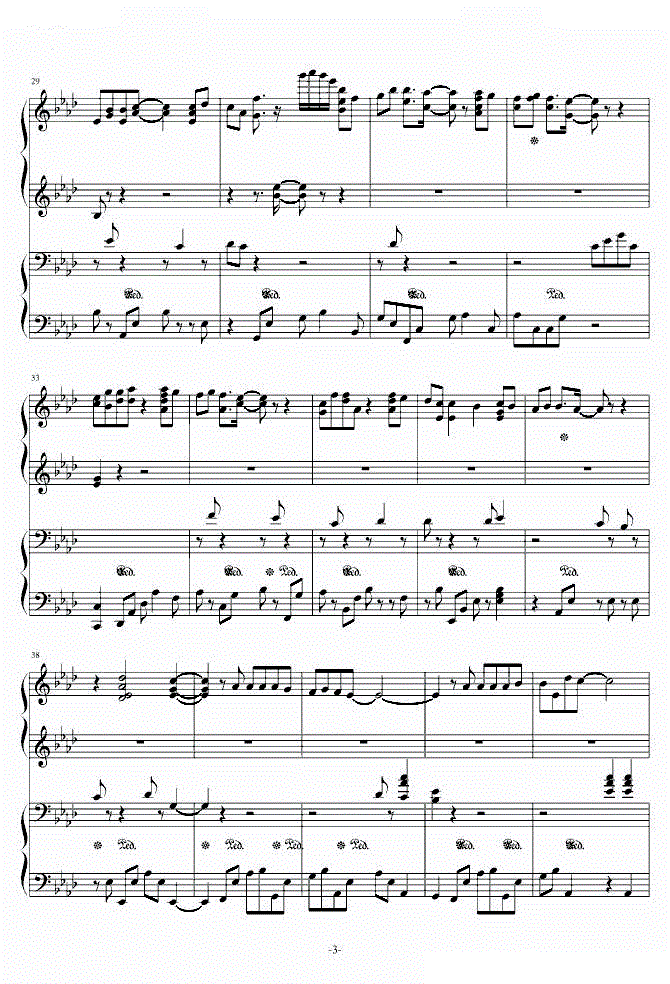 faded四手联弹钢琴曲谱数字(2)