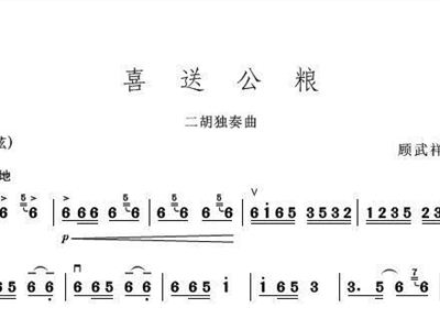 喜送公粮二胡独奏曲谱_喜送公粮二胡简谱