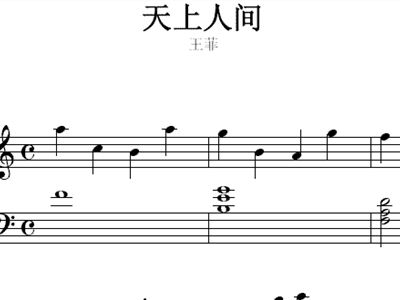王菲 天上人间 钢琴谱,吉他谱 和弦谱