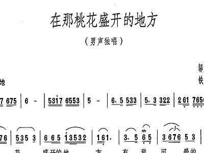 在哪桃花盛开的地方简谱_在那桃花盛开的地方蒋大为歌谱简谱