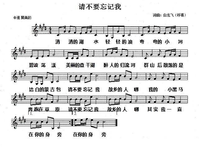 别忘了我曲谱_别忘了我图片