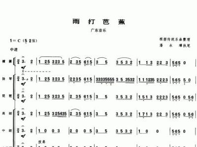 二胡雨打芭蕉曲谱_雨打芭蕉古筝曲谱