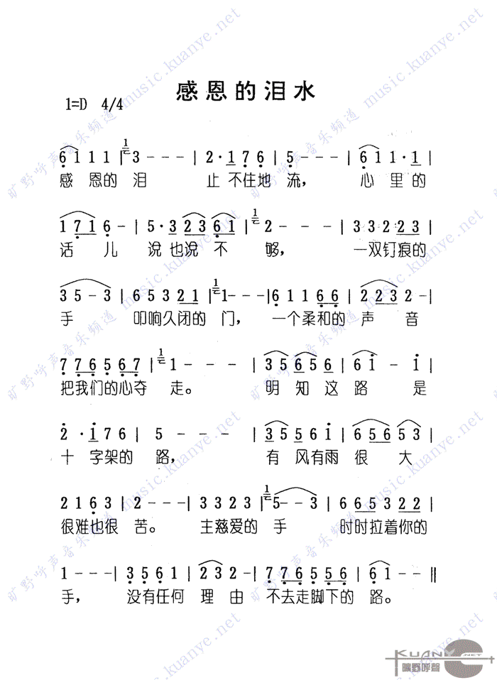 感恩的泪 歌谱 简谱