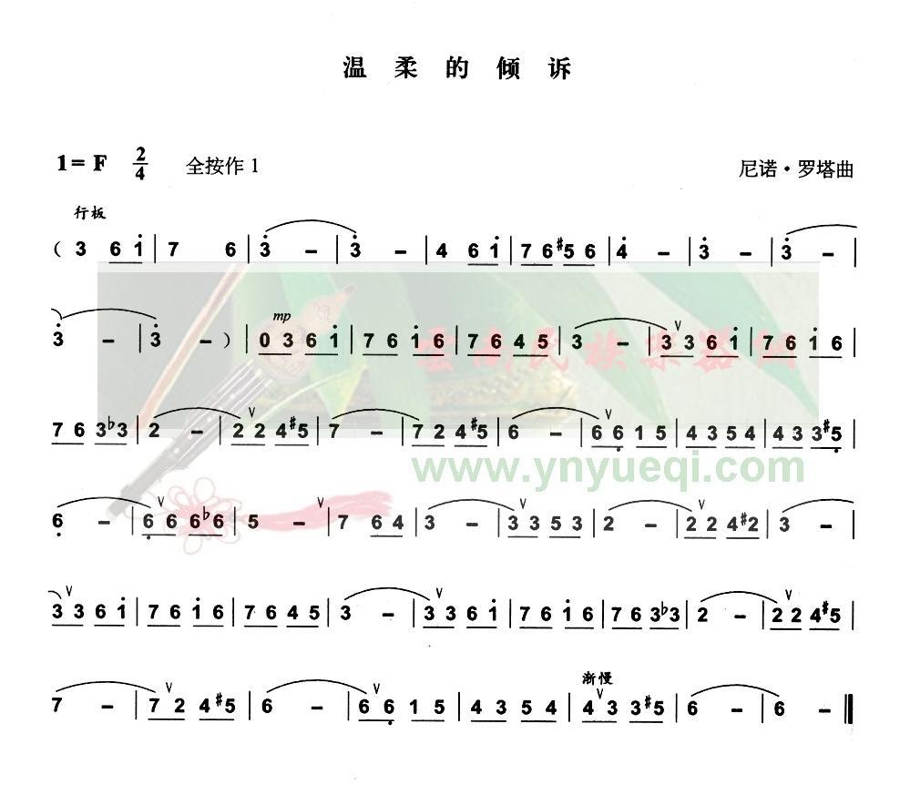 温柔的倾诉 葫芦丝谱 简谱