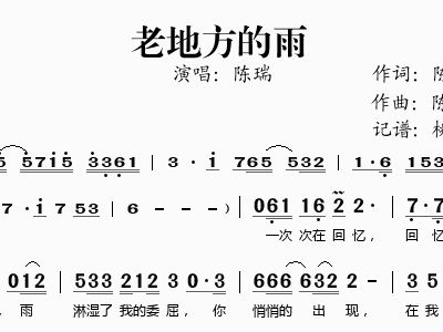 陈瑞歌曲谱子_陈瑞的歌曲昨夜图片