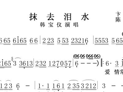 曲谱抹去泪水_抹去泪水简谱