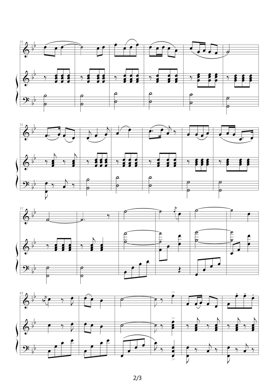 萨克斯演奏曲谱在希望的田野上_在希望的田野上曲谱