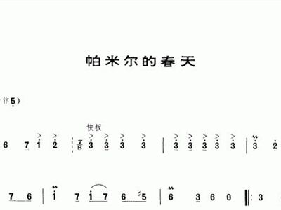歌曲帕米尔的春天曲谱_笛子帕米尔的春天曲谱