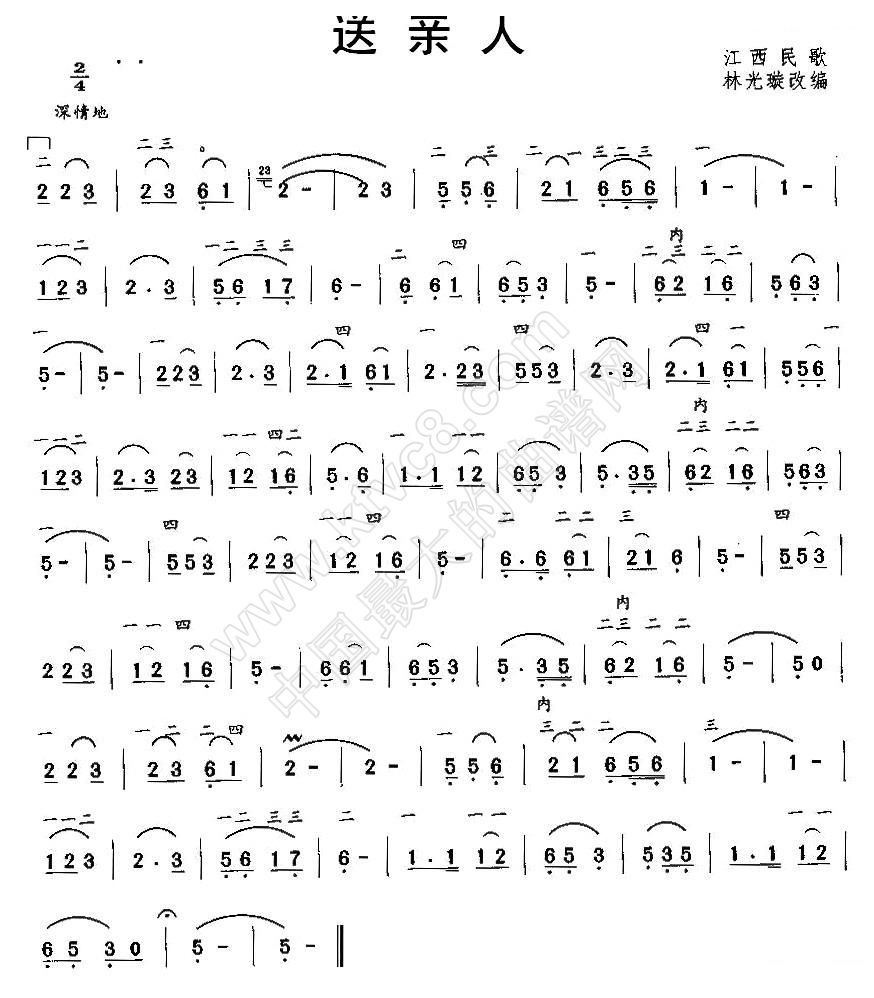 送亲人 胡琴谱 简谱