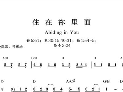 住在你里面 歌谱 简谱