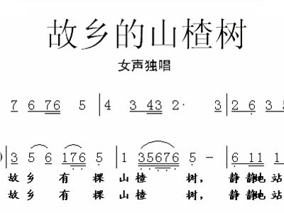 故乡的山楂树 歌谱 简谱