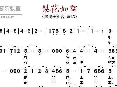 雪梨花曲谱_雪梨花图片