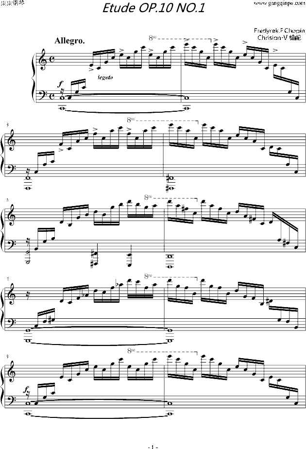 op10no1钢琴谱,肖邦op10no1钢琴谱 肖邦练习曲 etude op 10 no 1 肖邦 chopin 钢琴谱