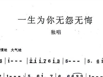 无怨无悔简谱_无怨无悔活一回简谱